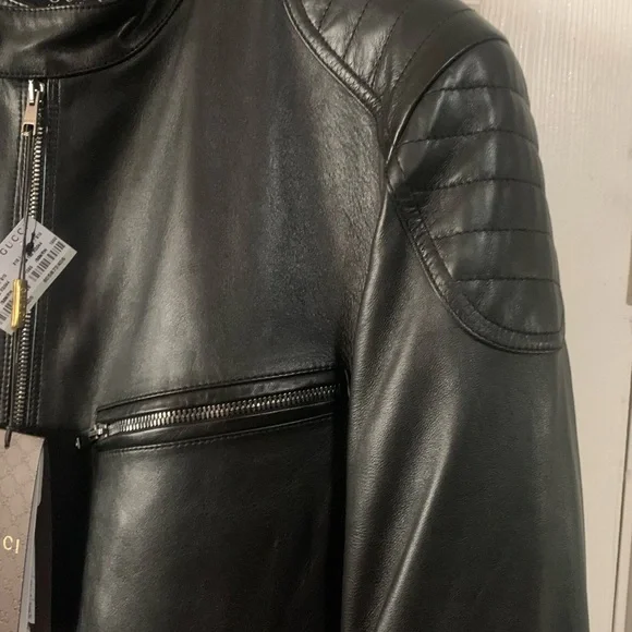 Beautiful Men’s Gucci Leather And Wool Biker Jacket. - Picture 5 of 9